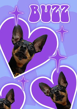 Custom Pet Dog Cat Portrait Groovy Print, 5 of 5