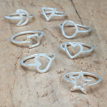 Geometric Rings. Sterling Silver Shape Rings, 8 of 12