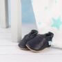 Dotty Fish Plain Navy Soft Leather Baby Shoes With Barefoot Soles, thumbnail 4 of 8
