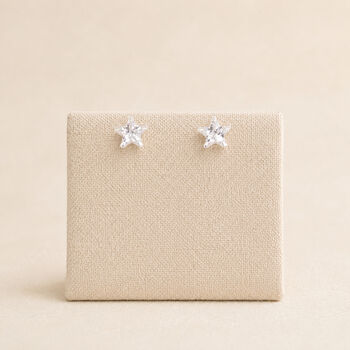 5mm Sterling Silver Clear Crystal Star Stud Earrings, 3 of 8