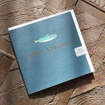 Gold Foiled Birthday Fish Card, 3 of 5