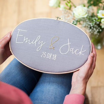 Personalised Anniversary Embroidery Hoop Sign, 2 of 5