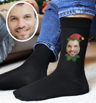 Personalised Photo Upload Elf Christmas Socks, 2 of 4