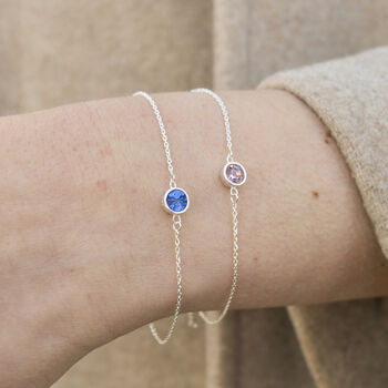 Sterling Silver September Birthstone Curb Bracelet – Sapphire, 3 of 6