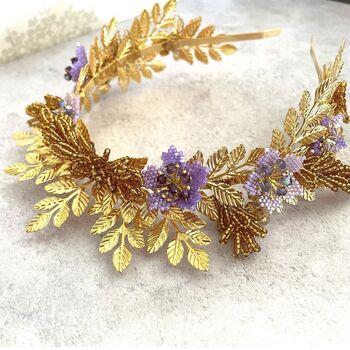 Handbeaded Autumnal Floral Statement Crown, 3 of 10