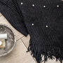 Black Arrow Knit And Faux Pearl Knitted Poncho, thumbnail 2 of 2