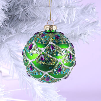 G Decor Glass Peacock Tail Jewel Hanging Decoration, 2 of 3