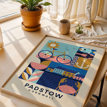 Padstow Cornwall Art Print, Poster Print, Kitchen Wall Art, Wall Art Print, Graphic Geometric Print, Colourful Art, Home Decor, A5, A4, A3, A2, A1, 7 of 11