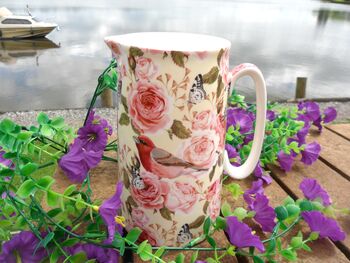 Large China Jug In Rose Birds Design, 3 of 9