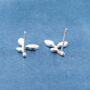 Sterling Silver Leaf Stud Earrings, thumbnail 3 of 7