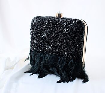 Black Square Feather Clutch, 2 of 2