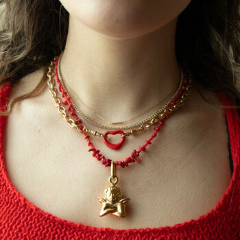 18ct Gold Plated Large Puffy Cherub Pendant, 6 of 7