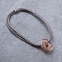 Grey Multi Strap Necklace With Rose Gold Colour Pendant, thumbnail 2 of 3
