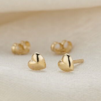9ct Gold Heart Stud Earrings, 6 of 6