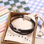 Men's Personalised Leather Stainless Infinity Bracelet, thumbnail 2 of 12