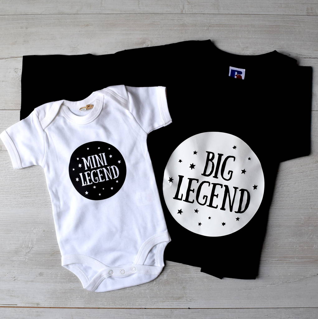 Personalised Big Legend Mini Legend T Shirt Set, 1 of 2