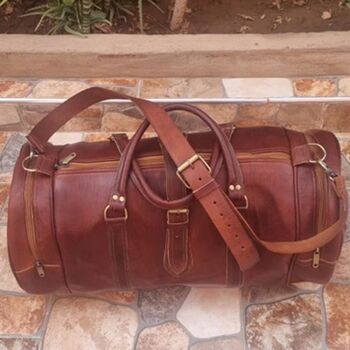 Large Genuine Moroccan Leather Holdall Duffel, 4 of 11