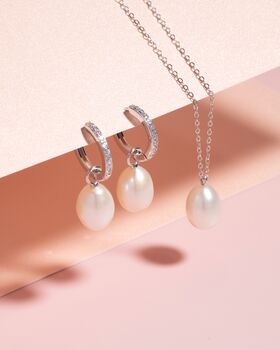 Pearl Hoop Drop Earrings With Removable Pearls In Sterling Silver And Gold, 4 of 12