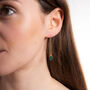 Emerald Gemstone Leaf Threader Earrings, thumbnail 2 of 5