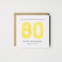 Personalised 80th Birthday Card *Age/Colour Options, thumbnail 1 of 4