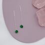 Emerald Green Cz Threader Earrings Sterling Silver, thumbnail 3 of 12