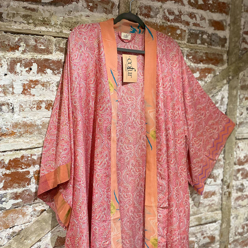 Pink Dubai  Silk Kimono  Assorted Designs By Doris Brixham 