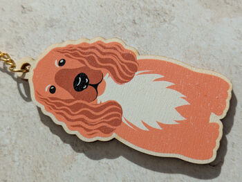 Cocker Spaniel Dog Wooden Keyring With Optional Christmas Card, 6 of 8