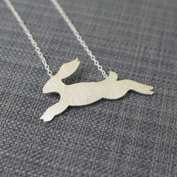 Sterling Silver Watercolour Small Hare Necklace, 2 of 3
