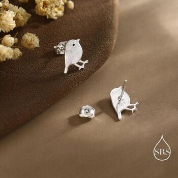 Sterling Silver Chickadee Bird Stud Earrings, 5 of 10