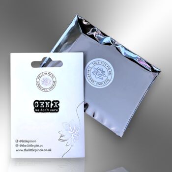 Tiny Gen X We Don't Care Tie Or Lanyard Pin, Gifts For Middle Aged Men, 50th, 60th Birthday, 5 of 8