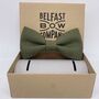 Irish Linen Bow Tie In Olive Green, thumbnail 2 of 2