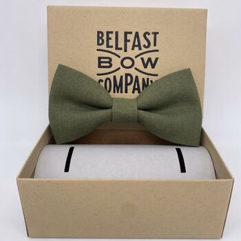 Irish Linen Bow Tie In Olive Green, 2 of 2