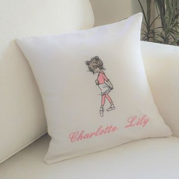 Personalised Embroidered Cushion With Dancer Motif, 2 of 2