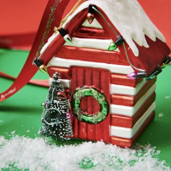 Personalised Red Beach Hut Bauble, 2 of 5