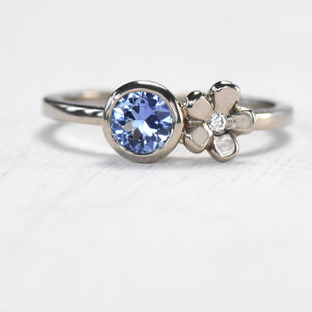 ring sapphire flower diamond engagement notonthehighstreet jewellery platinum