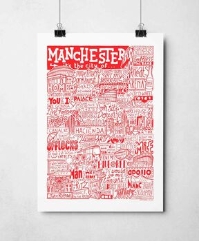 Manchester Landmarks Typography Print Poster, 7 of 12