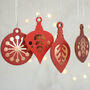 Christmas Tree Decoration Set, Red With Copper, thumbnail 1 of 5