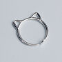 Sterling Silver Minimalist Cat Adjustable Ring, thumbnail 1 of 6