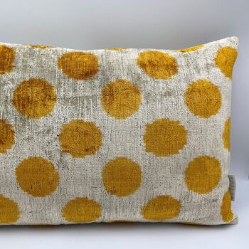 Oblong Ikat Velvet Cushion Gold Spot, 10 of 10