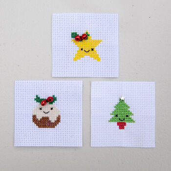 Kawaii Christmas Tree Mini Cross Stitch Kit, 6 of 8