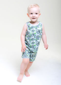 Tropical Leaves Print Top And Shorts Matching Set, 2 of 3