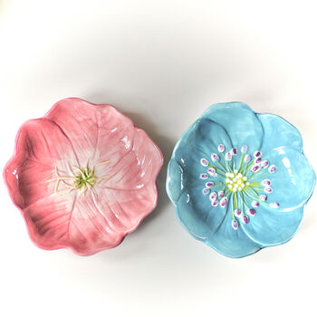 Pair Of Scalloped Flower Bowls, 8 of 10