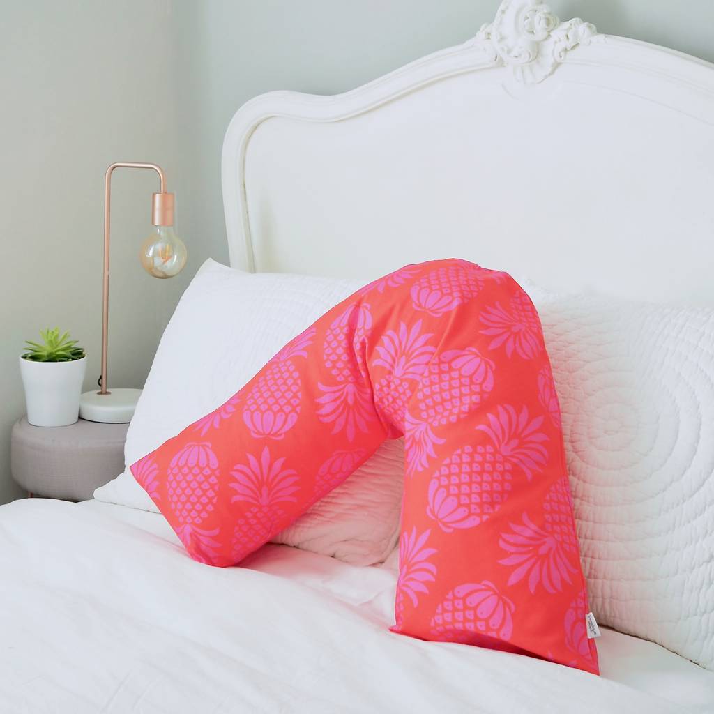 Pineapple Red Mix V Shaped Pillow By Penelope Hope