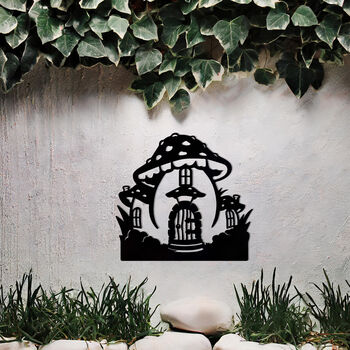 Mushroom House Metal Wall Art For Enchanting Garden Gift, 5 of 10