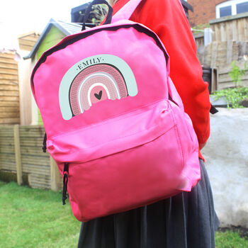 Kids Rainbow Pink Backpack Personalised, 3 of 5