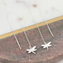 Sterling Silver Pull Through Dragonfly Earrings, thumbnail 2 of 6