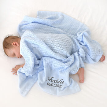 Personalised Blue Cellular Blanket And Comforter Hamper, 9 of 12