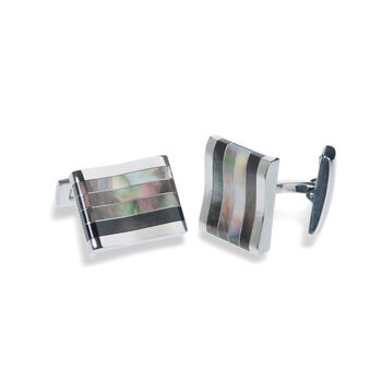Rhodium Or Rose Gold Plated Mother Of Pearl Cufflinks, 2 of 10