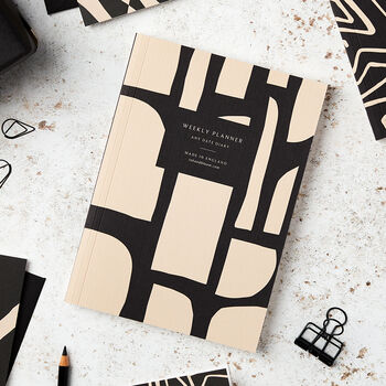 Weekly Planner, A5, Undated In Abstract Black And Cream, 4 of 6