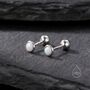 Tiny White Opal Screw Back Earrings In Sterling Silver, thumbnail 5 of 10